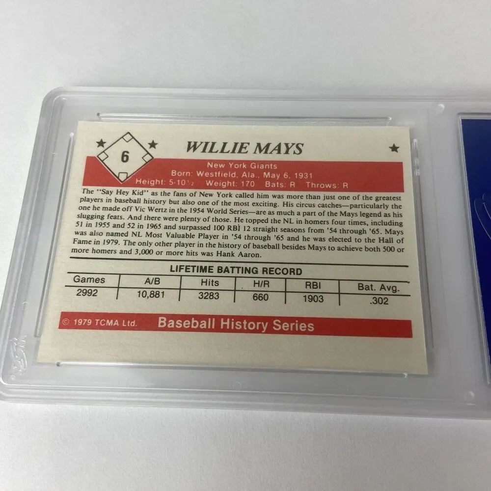 1979 TCMA Willie Mays Baseball History Series Graded WCG 10 Gem-MT
